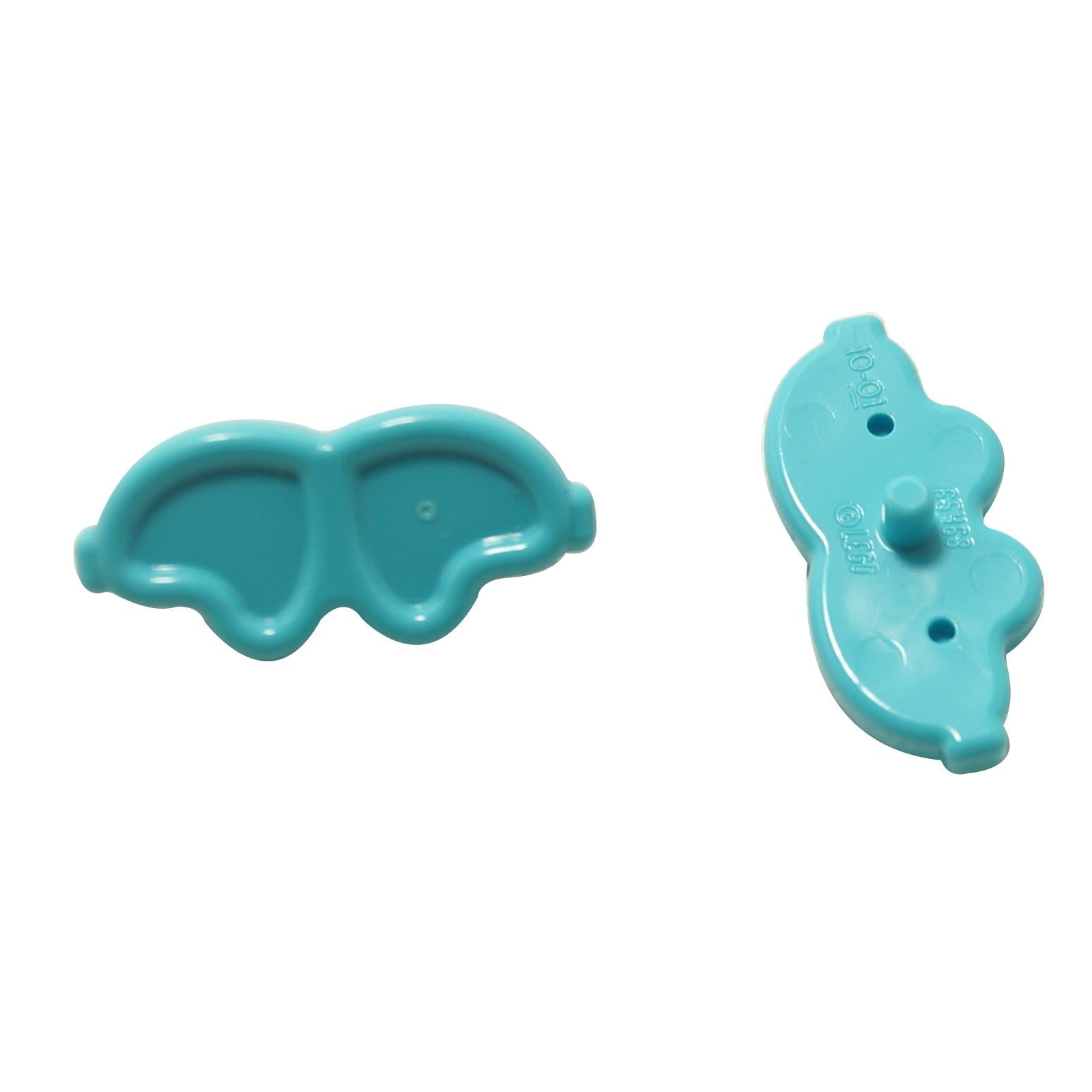 LEGO® minifigure utensil Trolls angled heart glasses (part 65468f) in medium azure featuring playful heart-shaped sunglasses accessory
