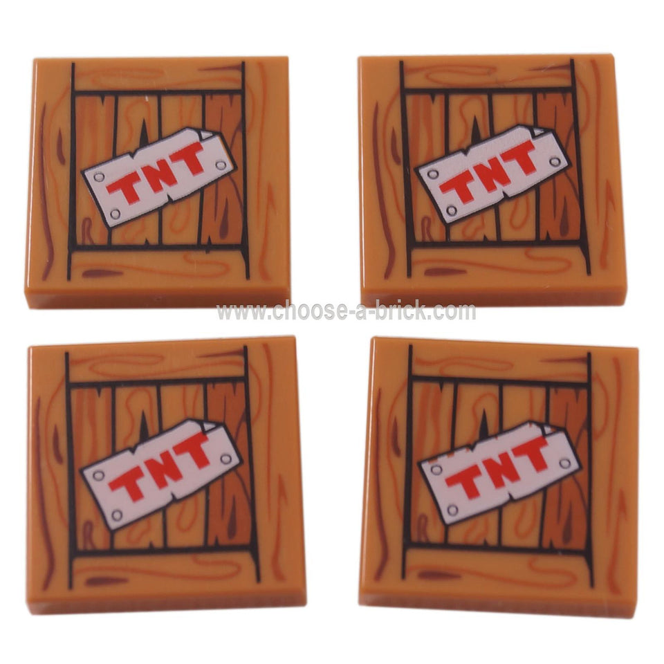 LEGO Parts - Medium Dark Flesh Tile 2 x 2 with 'TNT' on Wood Grain Pattern