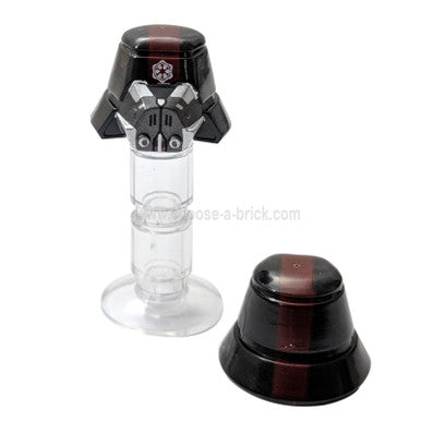 LEGO Sith Trooper helmet, black with red stripe and Imperial logo.