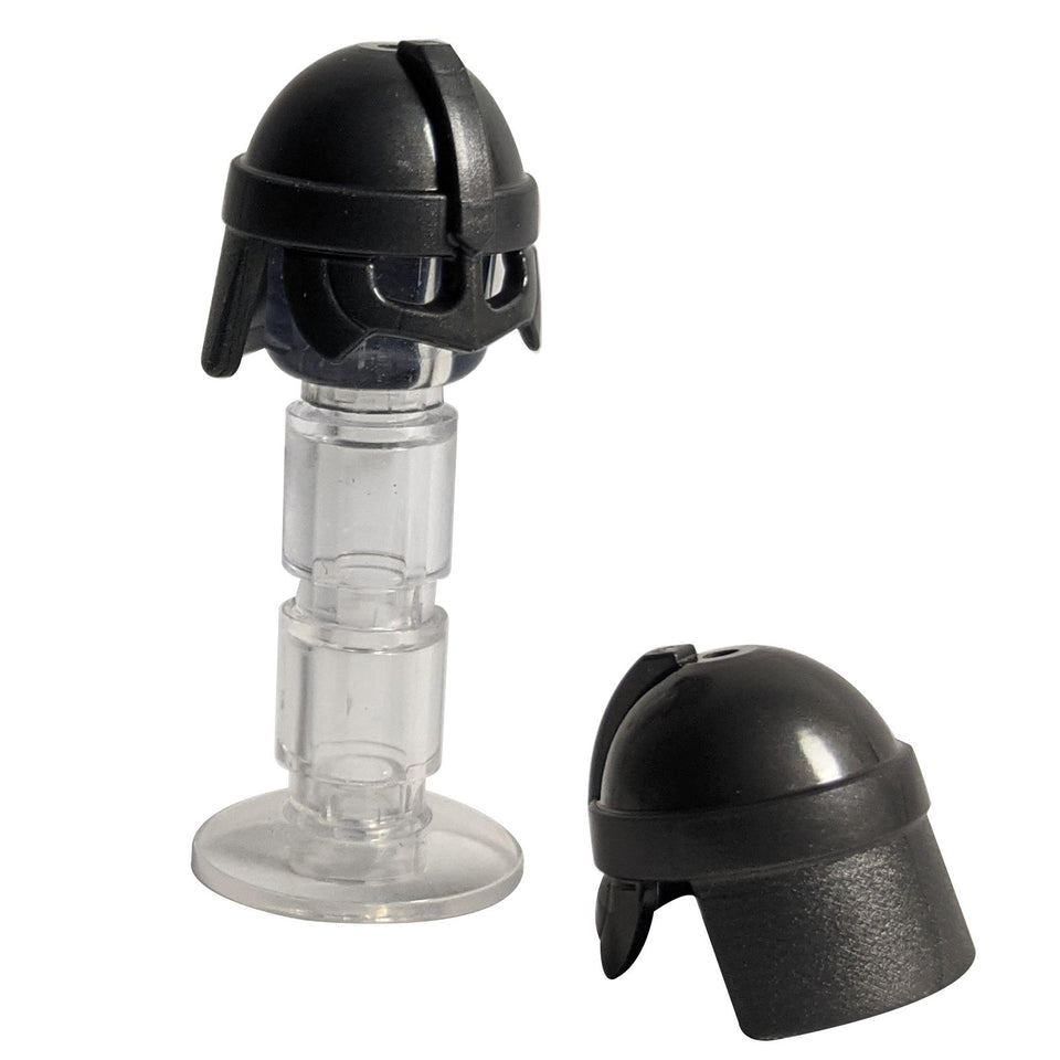 Pearl Dark Gray LEGO® Helmet with Cheek Guard and Neck Protector (67037) — detailed medieval-style helmet ideal for knights, warriors, and fantasy builds.  