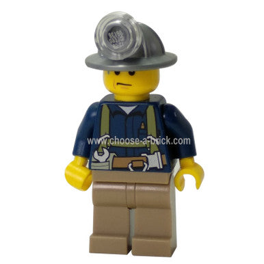 Miner - Shirt with Harness and Wrench Dark Tan Legs Mining Helmet Sweat Drops 