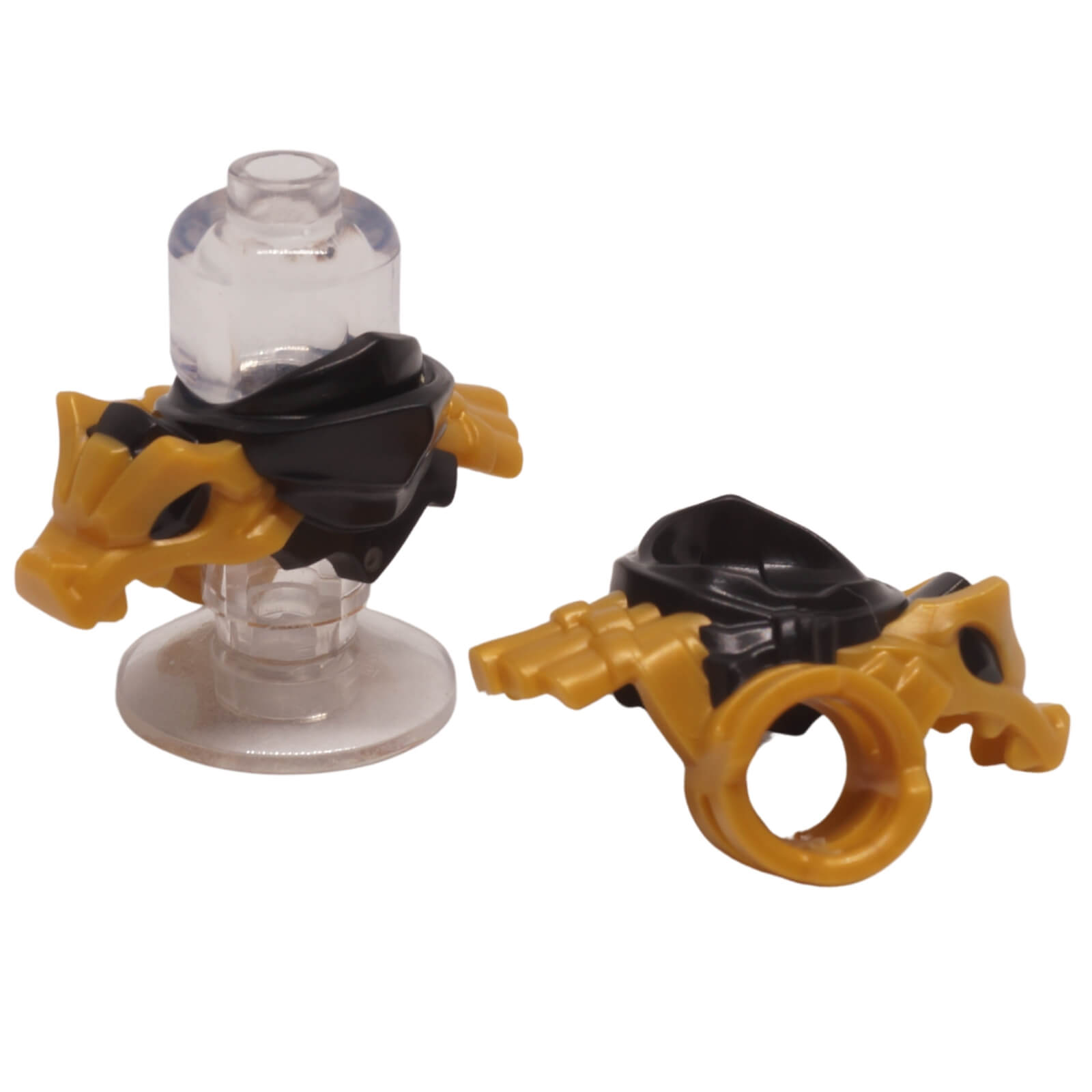 LEGO minifigure armor part 7104pb01 with scarf, shoulder pads, dragon head detail and rear scabbard black