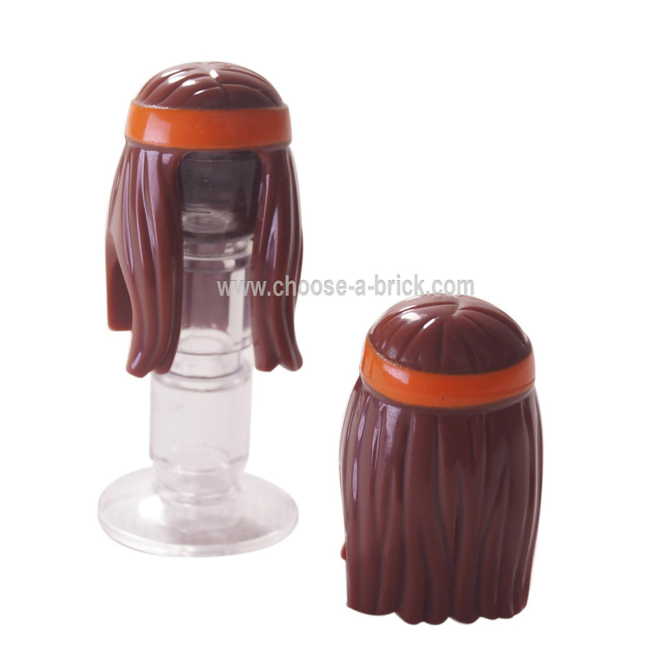 LEGO Peças - Castanho avermelhado Minifigura, Cabelo Longo com Laranja Cabeça