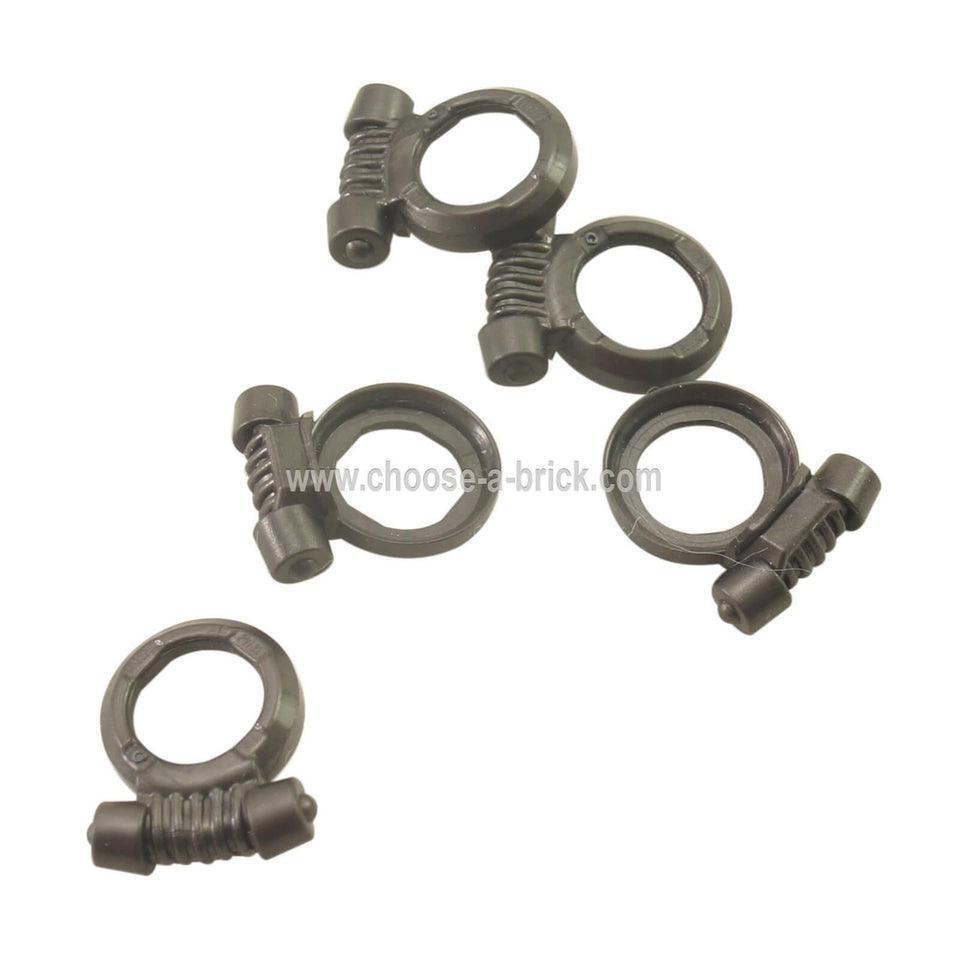 A collection of black scuba regulator pieces designed for LEGO minifigures.