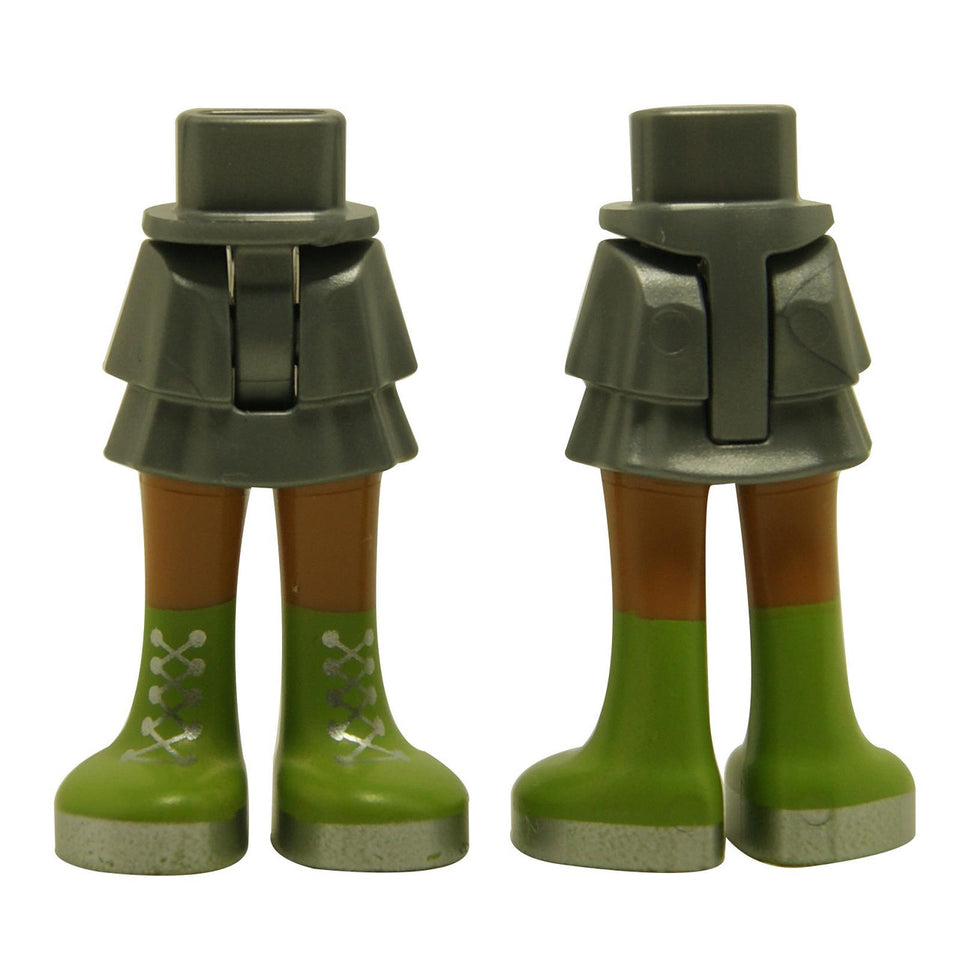 Mini Doll Fianchi e Gonna con Stivali Lime, Lacci e Suole Argento Motivo 
