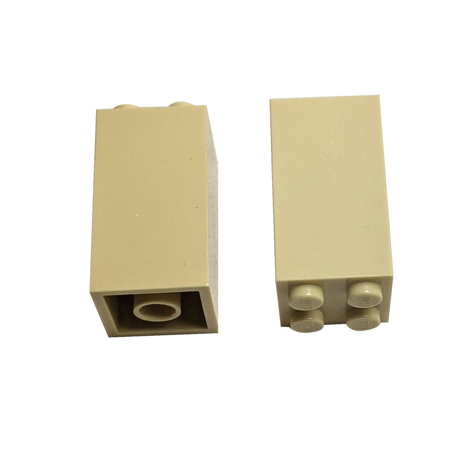 LEGO Brick 2 x 2 x 3, tan, top and bottom views