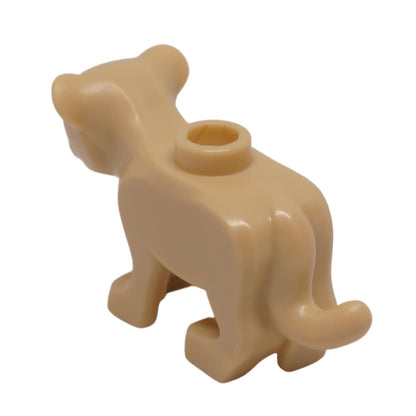 Large baby cat cub figure nougat color rear view with curved tail
