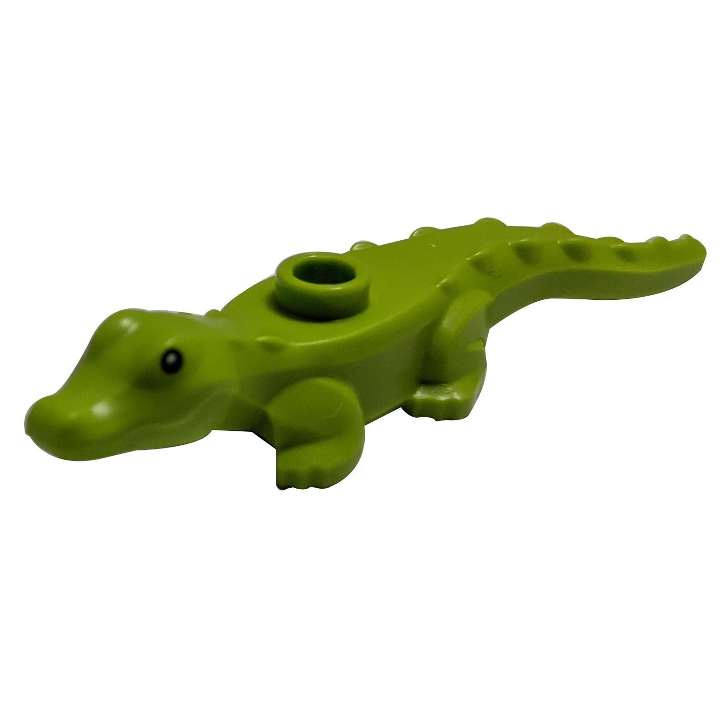 Lime Baby Alligator Hatchling with Black Eyes Pattern (78532pb02) small LEGO® crocodile animal figure for jungle and swamp builds