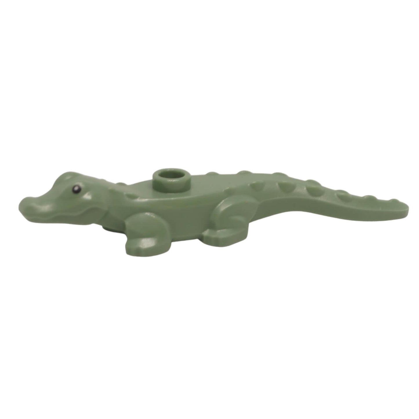Sand Green Baby Alligator Hatchling with Black Eyes Pattern (78532pb02) small LEGO® crocodile animal figure for jungle, river, and swamp builds