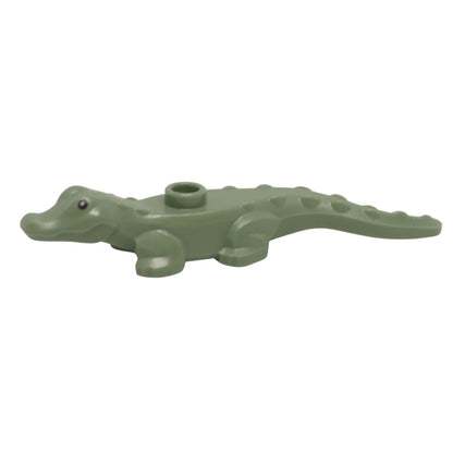 Sand Green Baby Alligator Hatchling with Black Eyes Pattern (78532pb02) small LEGO® crocodile animal figure for jungle, river, and swamp builds