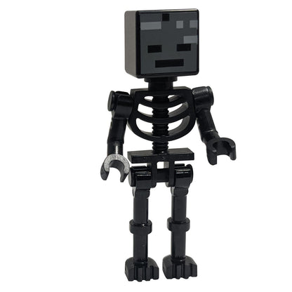 LEGO® Minecraft Wither Skeleton Minifigurka – Světlá Zelená Skeleton s Hranatou Lebkou a Ohnutými Rukama z Netheru.