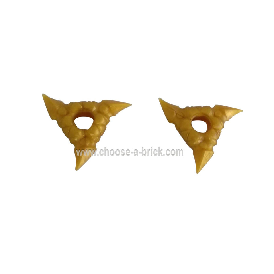 LEGO Piezas - Oro Perla Minifigura, Arma Estrella Ninja Shuriken con Agarre Texturizado, 2 en el Marco