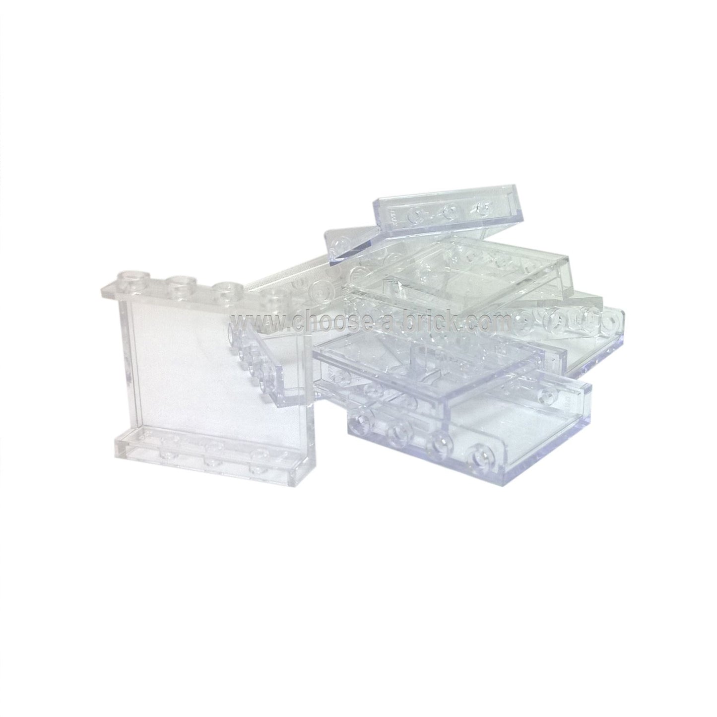 LEGO® Panel 1 x 4 x 3 with Side Supports – Hollow Studs (60581) in Trans-Clear. Ideal for creating windows, glass walls, and light features in LEGO® buildings and vehicles.