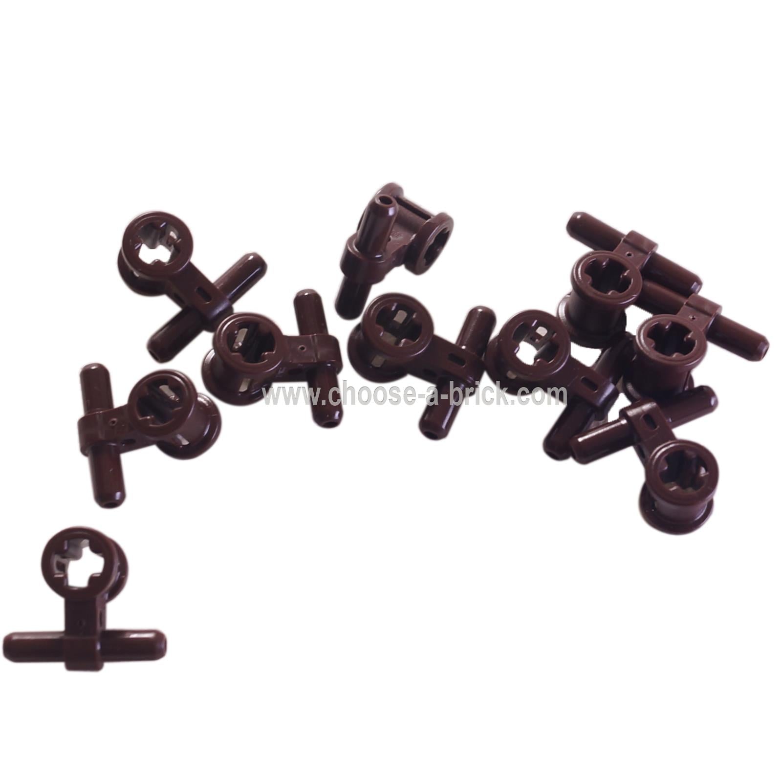 LEGO® pneumatic hose connector with axle connector in dark brown, used for Technic and pneumatic builds.