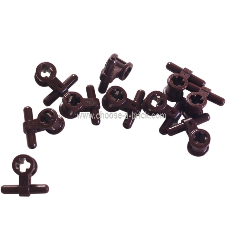 LEGO® pneumatic hose connector with axle connector in dark brown, used for Technic and pneumatic builds.