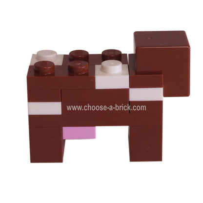 Minecraft Mucca marrone rossiccio Costruita con mattoncini