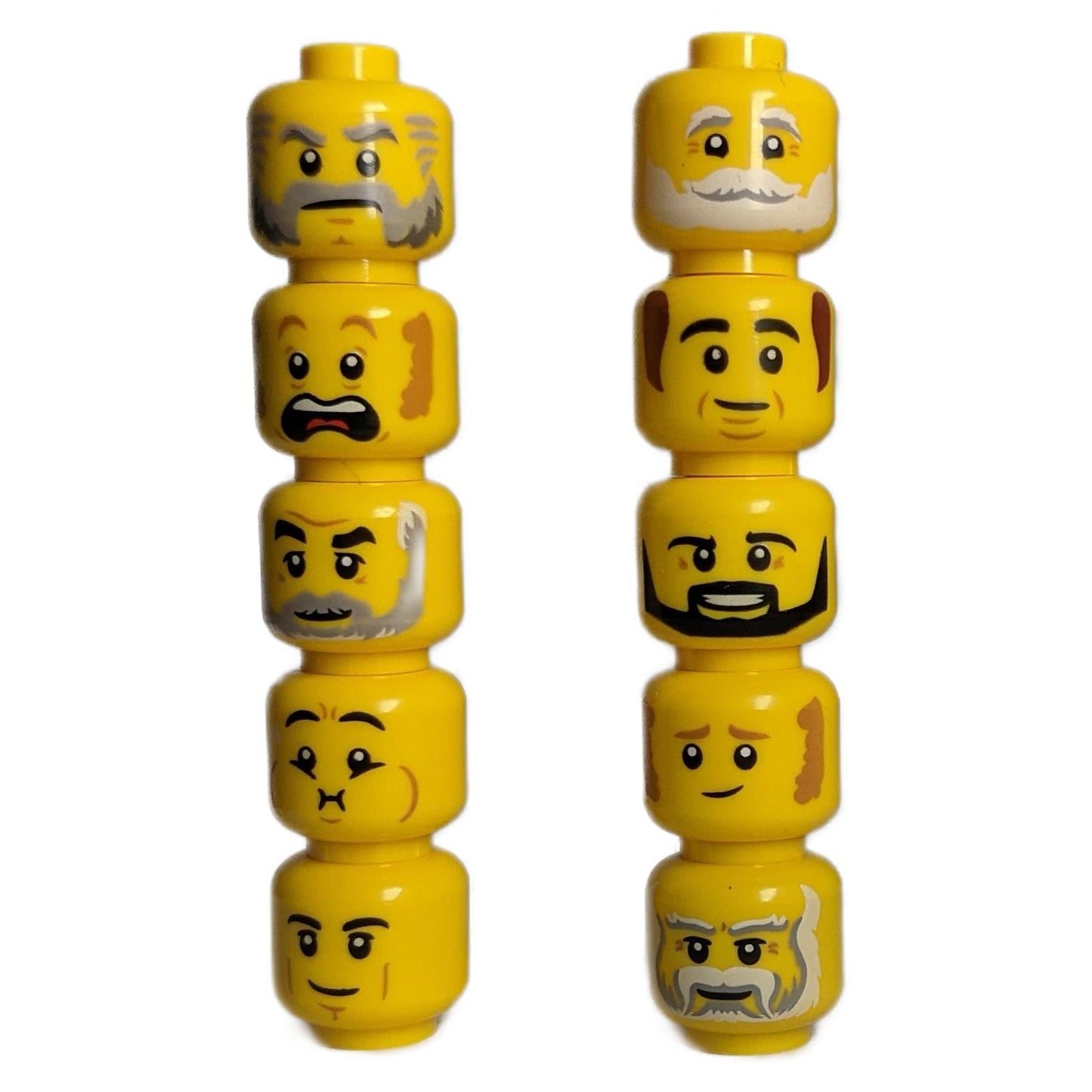 10 teste per minifigure LEGO gialle stile cavaliere