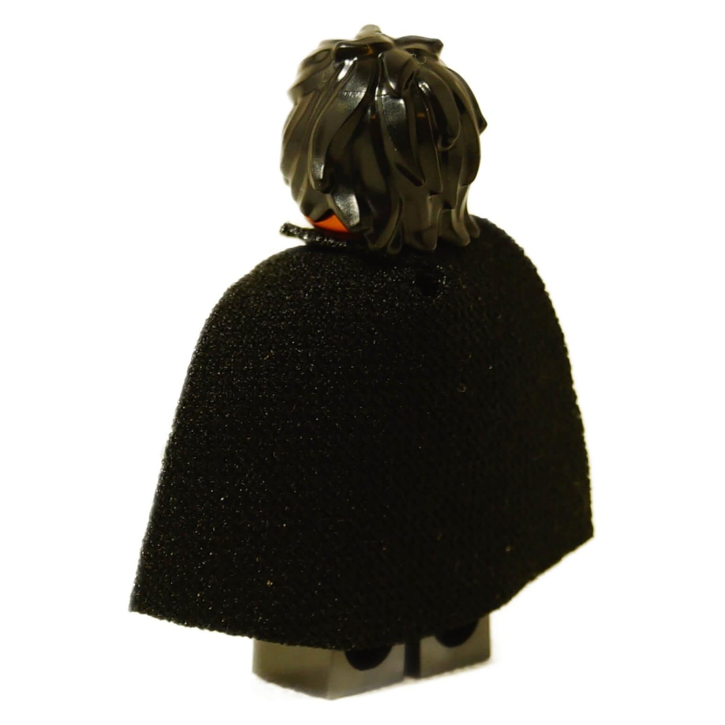 Vista posteriore della LEGO® Minifigura di Star Wars Darth Dev™ (sw1366) che mostra il mantello nero e i capelli scuri disordinati.