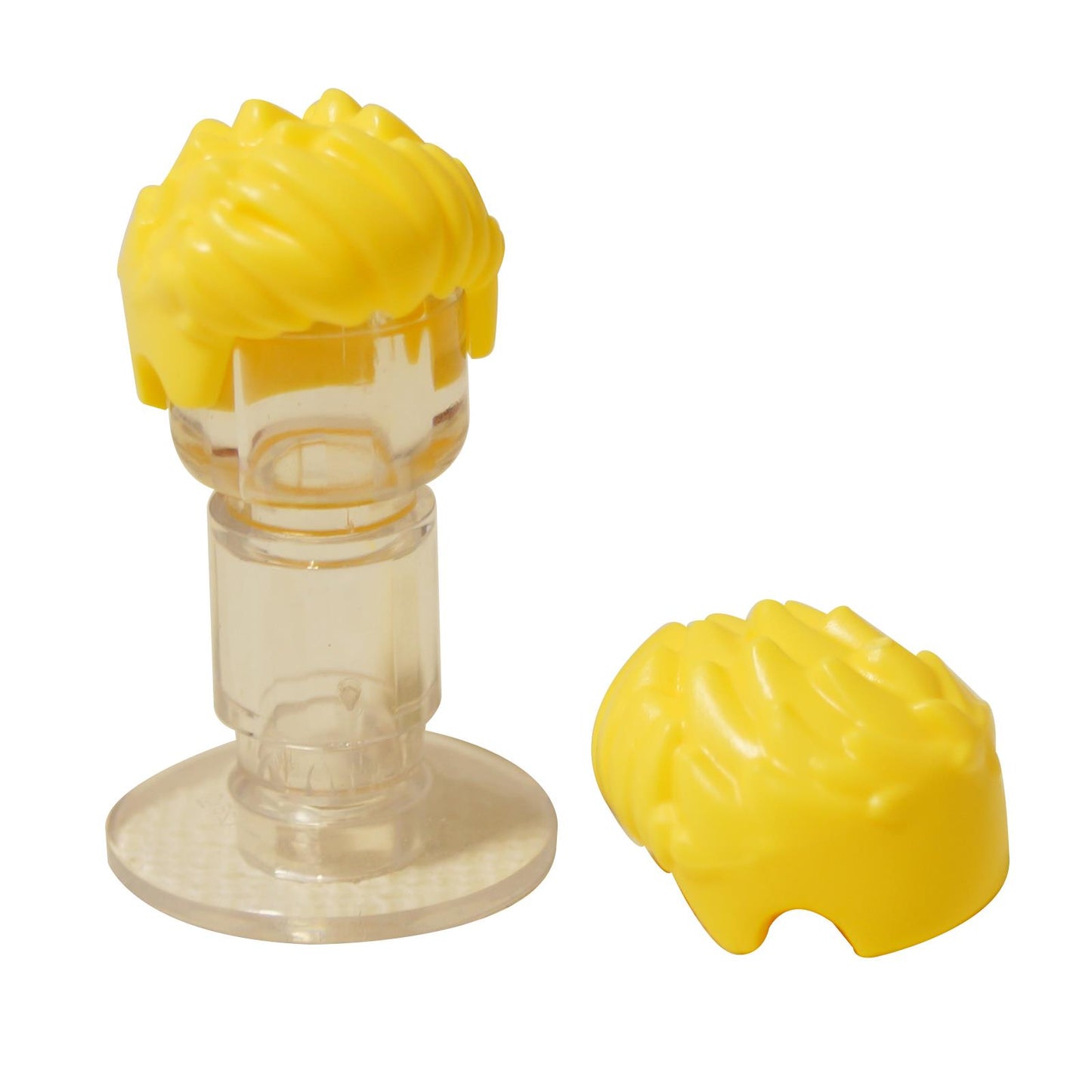 Bright Light Yellow LEGO® Mini-Doll Hair: Short Spiked (2631) — dynamic, textured hairstyle perfect for sporty or adventurous mini-doll characters.  