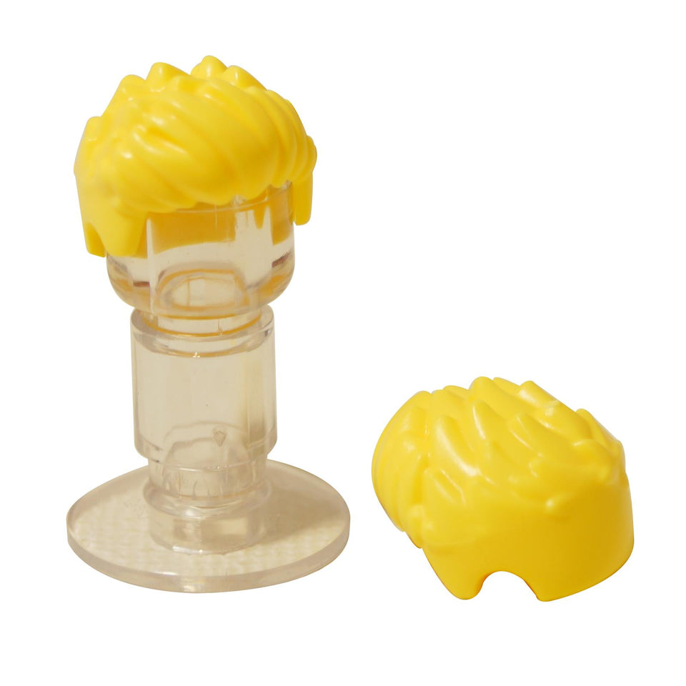 Bright Light Yellow LEGO® Mini-Doll Hair: Short Spiked (2631) — dynamic, textured hairstyle perfect for sporty or adventurous mini-doll characters.  