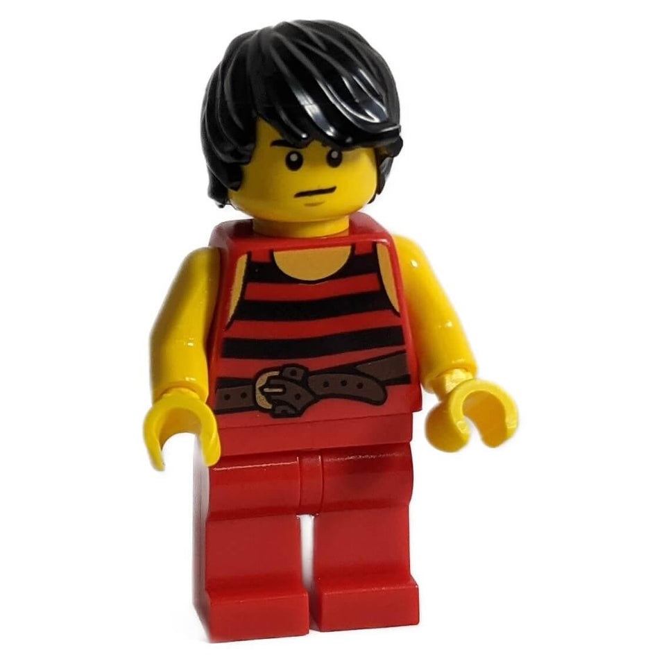 Pirate 7 - Black and Red Stripes, Red Legs, Scared, Black Crow's Feet