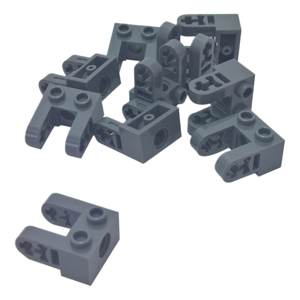 LEGO® Technic Brick 1 x 2 with hole and dual liftarm extensions in dark bluish gray
