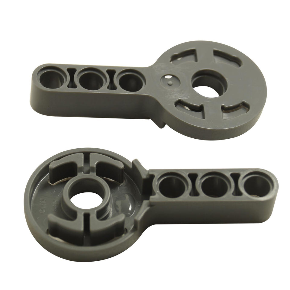 LEGO® Technic Rotation Joint Disk with Large Pin Hole and 3L Liftarm Thick 44224 in dark bluish gray, shown front and back