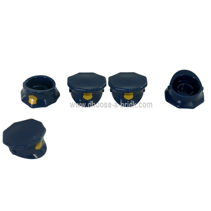 Poliisin hattu tummansinisellä ylhäällä ja kultaisella merkillä (muovattu ja painettu) kuvio 