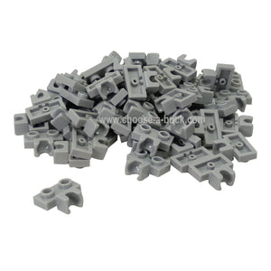 Light gray LEGO 14704 1 x 2 plates with side towball sockets.