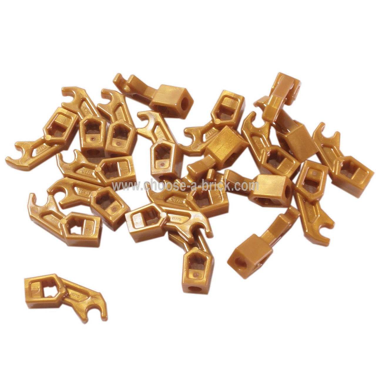 Pièce LEGO bras mécanique, Exo-Force / Bionicle, support épais - Or Nacré