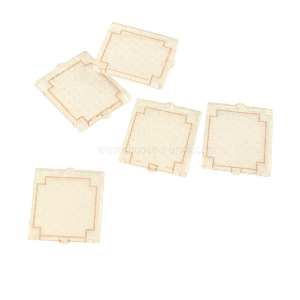 Trans-Clear Glass for Window 1 x 2 x 2 with Translucent White Background and Red Geometric Frame Pattern