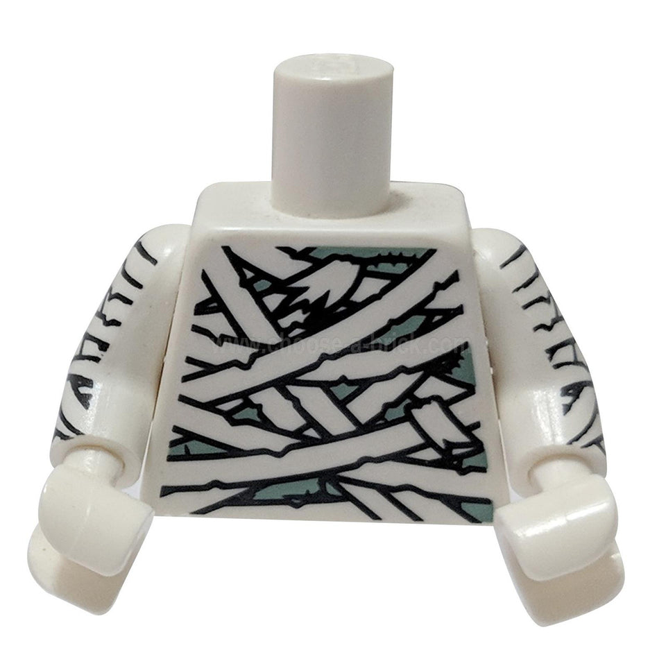 Blanc Torse Momie Bandages enroulés sur le motif Vert Sable - Bras imprimés Blanc - Mains Blanc