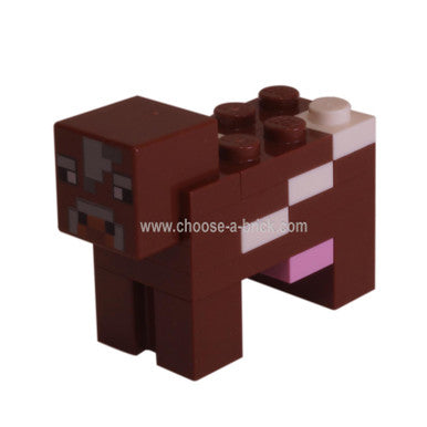 Minecraft Marrone Rossastro Mucca – Animale da fattoria costruito con mattoncini 