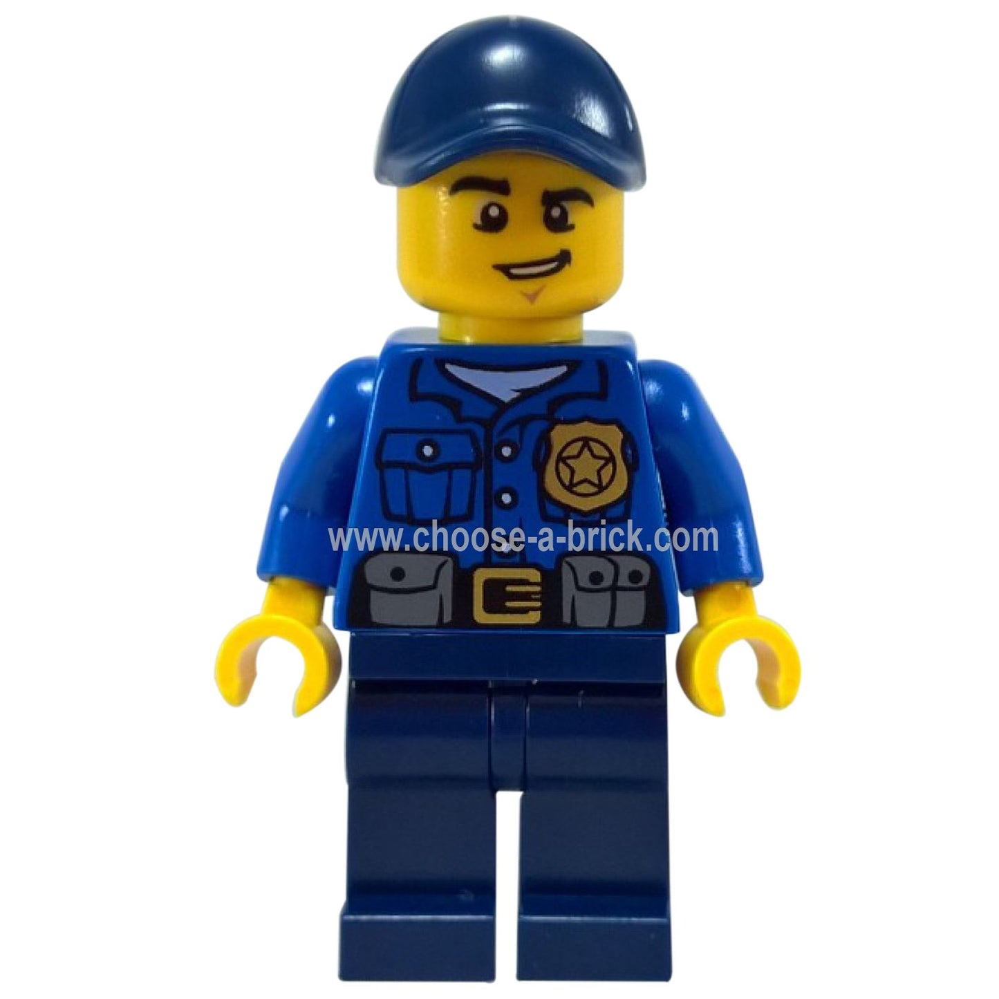 Police - City Officer Gold Badge Dark Blue Cap with Hole Lopsided Grin