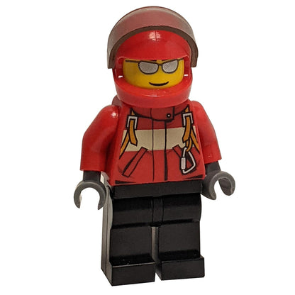 City Pilot with Red Helmet and Silver Sunglasses