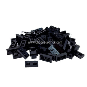 Pile of black LEGO 1 x 2 plates 3023