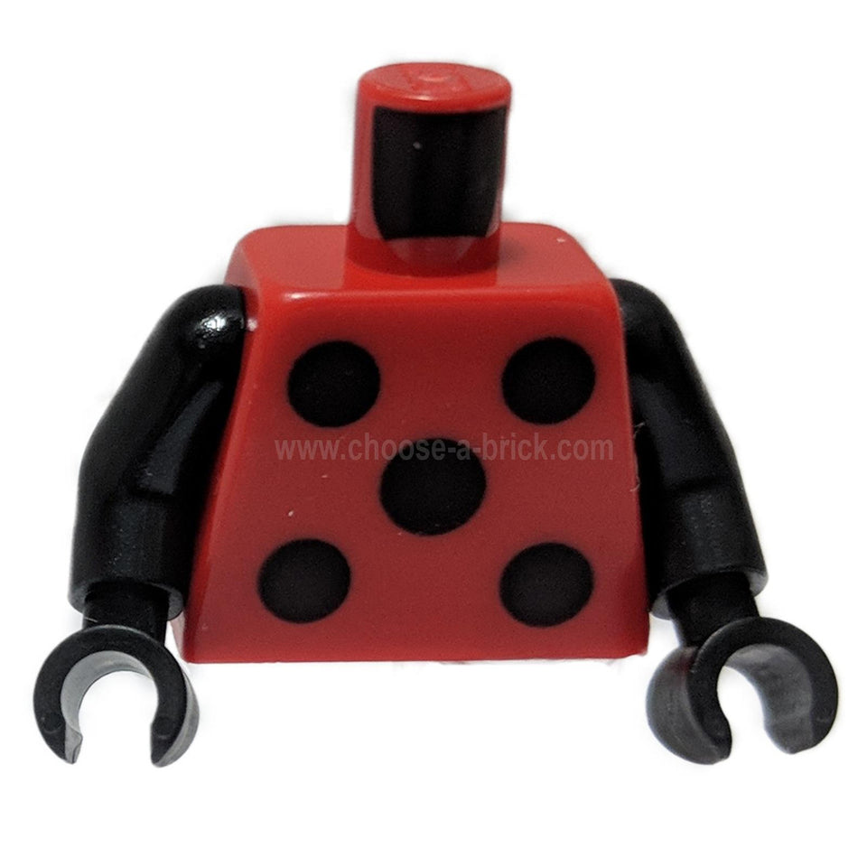 Rouge Torse avec 5 Noir Motif de Cercles - Noir Bras - Noir Mains
