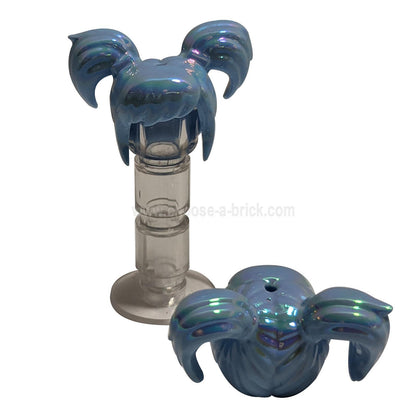 Biru Terang Mini Doll, Rambut Pendek dengan Poni dan 2 Pigtail Pendek dengan Corak Atas Iridescent