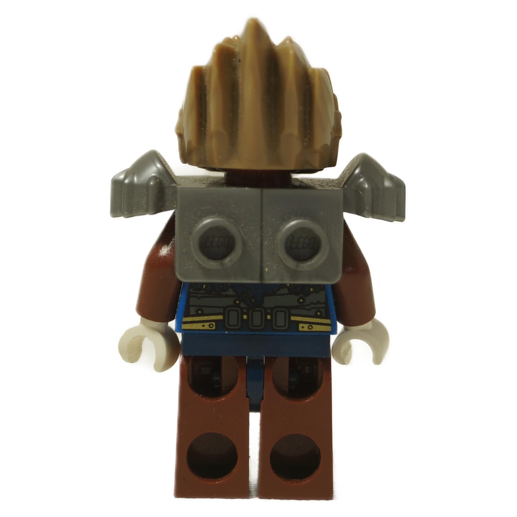 LEGO® Legends of Chima Lavertus minifigure (loc067) back view showing silver shoulder armor and brown lion headpiece.