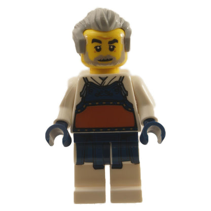 Kendo Instructor - White Robe with Dark Blue and Dark Orange Bogu Armor, Light Bluish Gray Hair