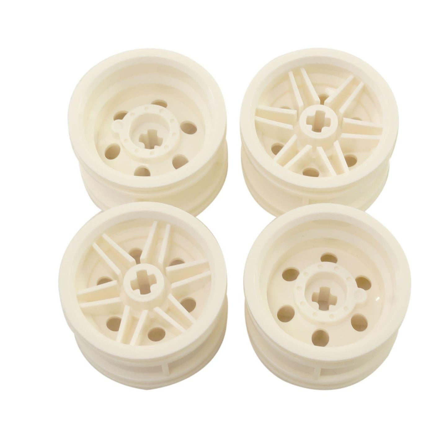 LEGO® wheel 30.4 mm diameter x 20 mm wide with reinforced rim and no pin holes, suitable for vehicles and Technic-style builds, white color