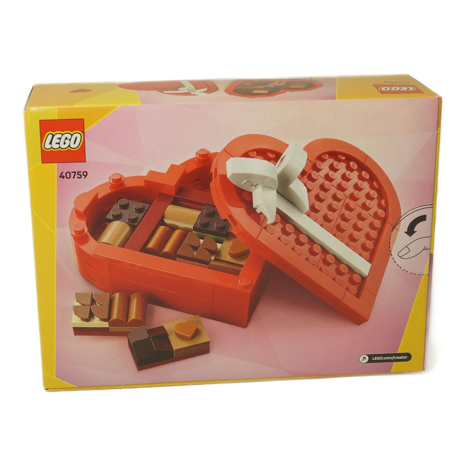 LEGO® Creator Valentine’s Box 40759 featuring a heart-themed gift box with decorative elements, perfect for seasonal displays and gifting.