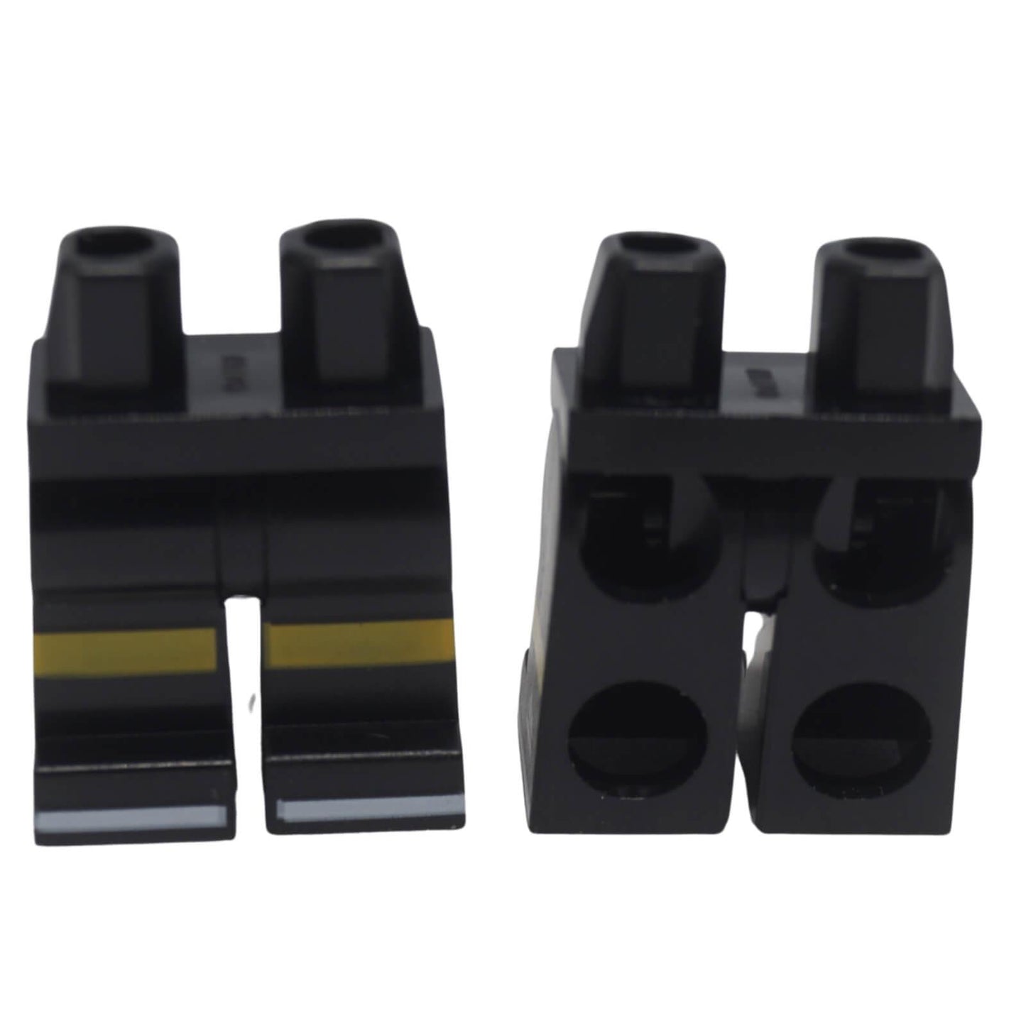 LEGO® minifigure hips and legs with yellow knees, white soles and sports mountain logo 970c00pb1447
