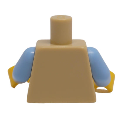 Back of LEGO® 973c017 tan minifigure torso with medium blue arms