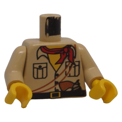 LEGO® safari shirt torso with red neckerchief, pockets, belt and equipment print