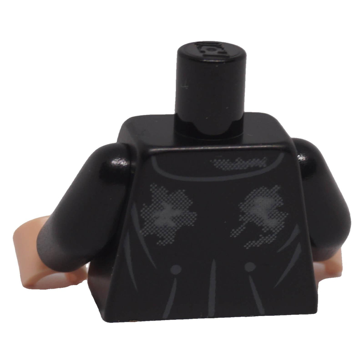 LEGO® torso 973pb1460c01 jacket and vest back view with black arms and light nougat hands