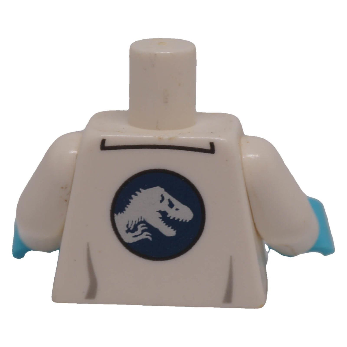 LEGO® Jurassic World lab coat torso 973pb2074c01 rear with Jurassic World dinosaur logo