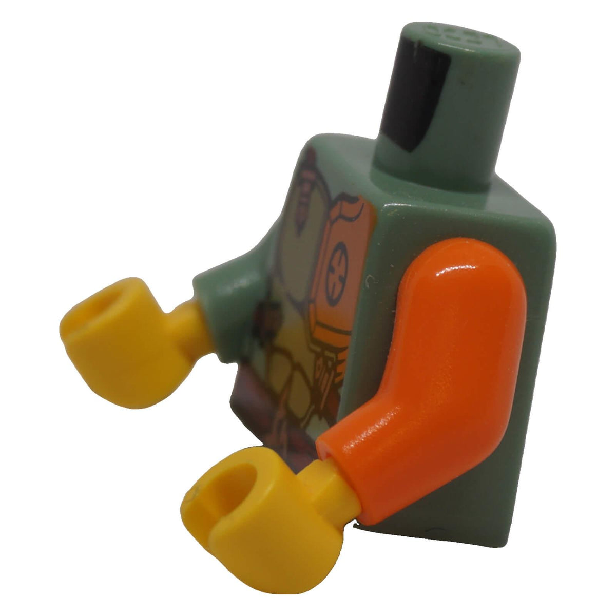 LEGO® NINJAGO armor torso 973pb2136c01 side view showing contrasting orange arm