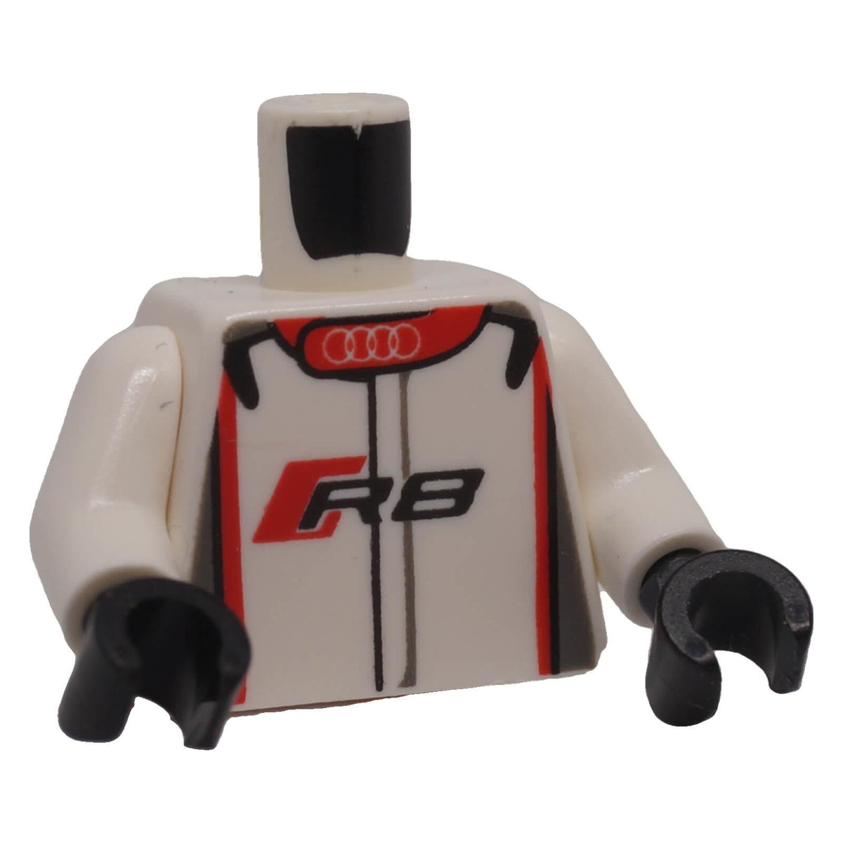 LEGO® Audi R8 racing suit torso 973pb2299c01 front with Audi logo and R8 print