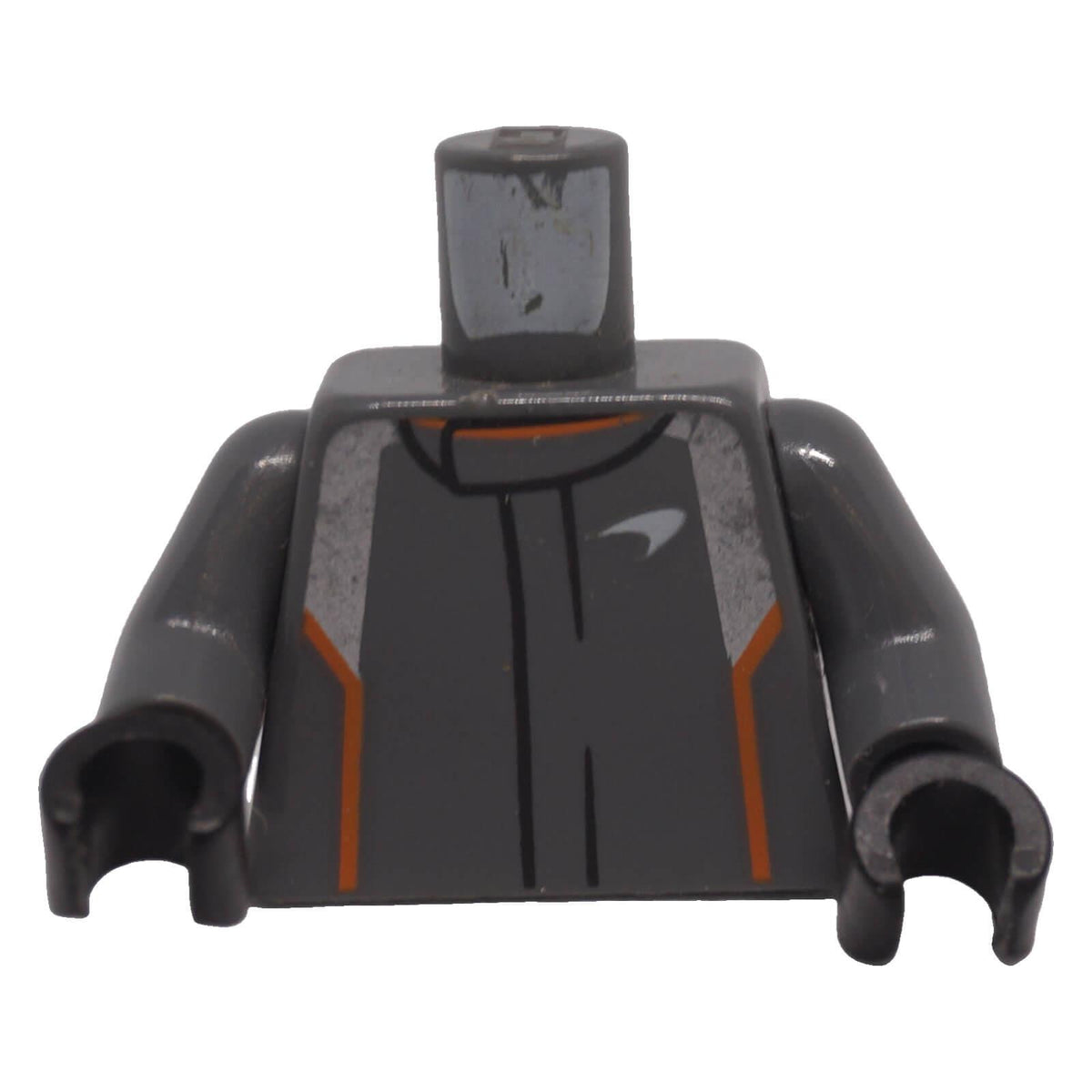 LEGO® McLaren Senna racing torso 973pb3505c01 front with orange and silver stripes